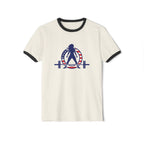 USA Collection - Unisex Cotton Ringer T-Shirt - Logo Front Plain Back