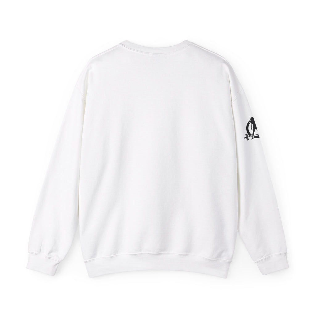 She is STRONG - Unisex Heavy Blend™ Crewneck Sweatshirt - Front Black Logo - Plain Back