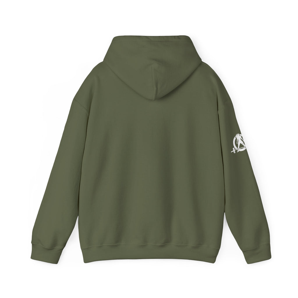 She is STRONG - Unisex Heavy Blend Hooded Sweatshirt - White Logo