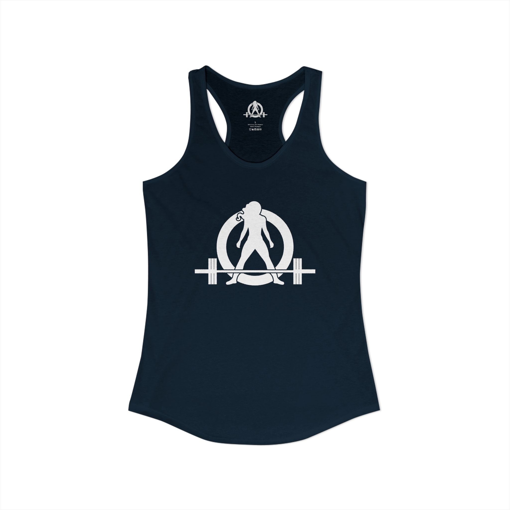Grandma Lifts - Women's Ideal Racerback Tank - White Logo Front & Back