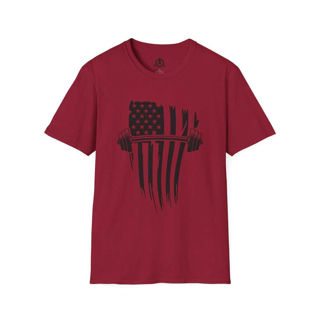 USA Barbell  - Unisex Softstyle T-Shirt - Black Logo - Plain Back