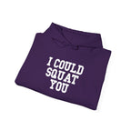I Could Squat You - Classic Logo White - Unisex Heavy Blend Hooded Sweatshirt -  White Logo Front Arm Plain Back