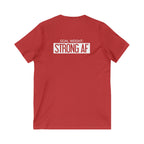 Goal Weight Strong AF - Unisex Jersey Short Sleeve V-Neck Tee - Front & Back White Print