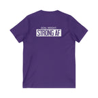 Goal Weight Strong AF - Unisex Jersey Short Sleeve V-Neck Tee - Front & Back White Print