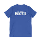 Goal Weight Strong AF - Unisex Jersey Short Sleeve V-Neck Tee - Front & Back White Print