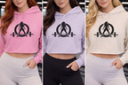 Empowered Crop Hoodie – For Strong Women Who Lift - Black Classic Logo
