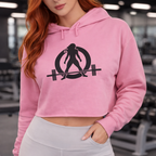 Empowered Crop Hoodie – For Strong Women Who Lift - Black Classic Logo