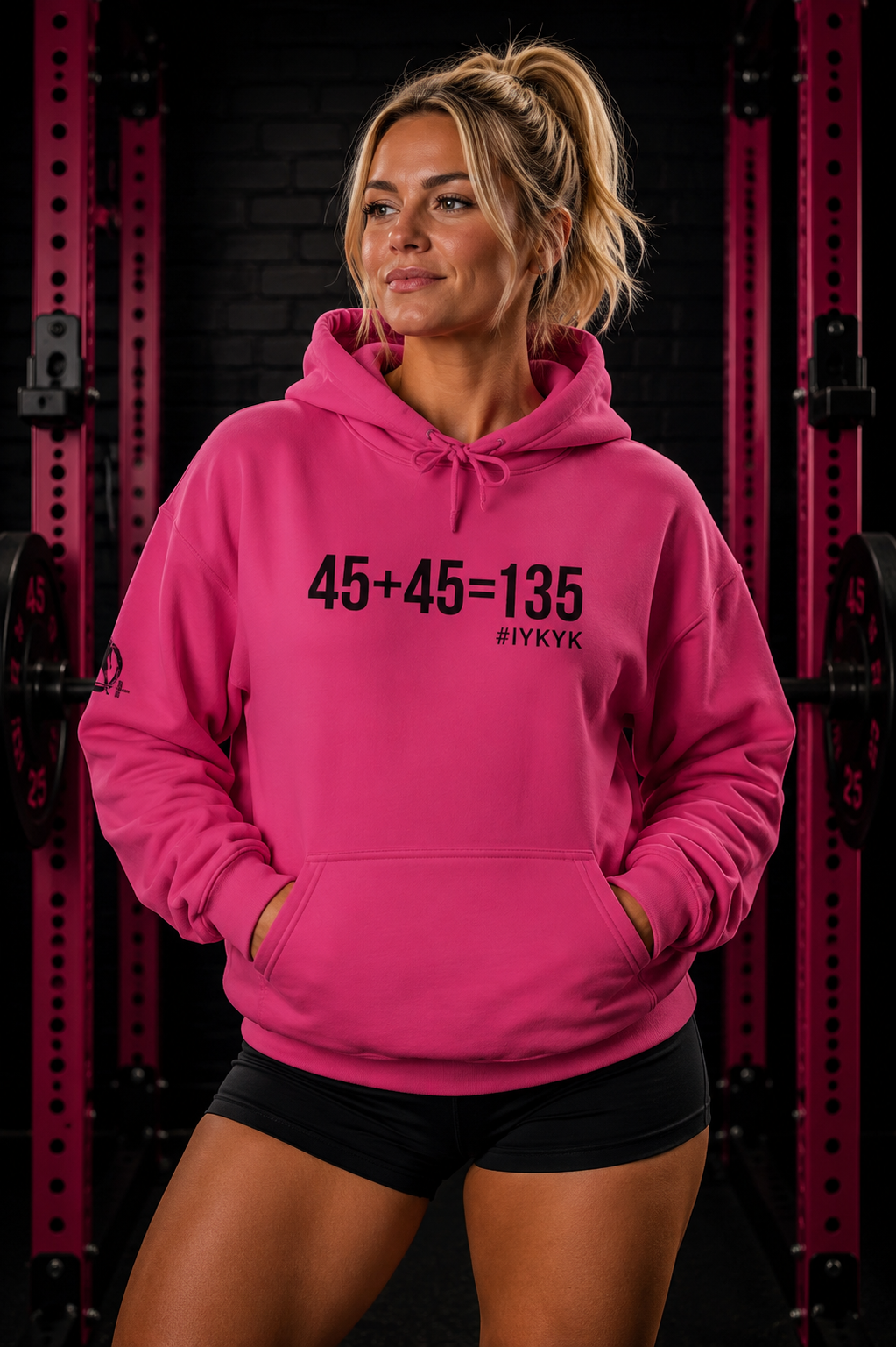 45 + 45 = 135 - Unisex Heavy Blend Hooded Sweatshirt  - Front Black & Shoulder Logo