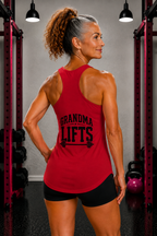 Grandma Lifts - Women's Ideal Racerback Tank - White Logo Front & Back