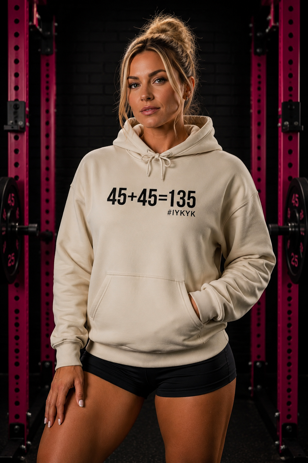 45 + 45 = 135 - Unisex Heavy Blend Hooded Sweatshirt  - Front Black & Shoulder Logo