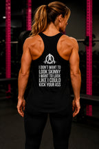 Kick Your Ass + WWLW – Women’s Racerback Tank | White Logo