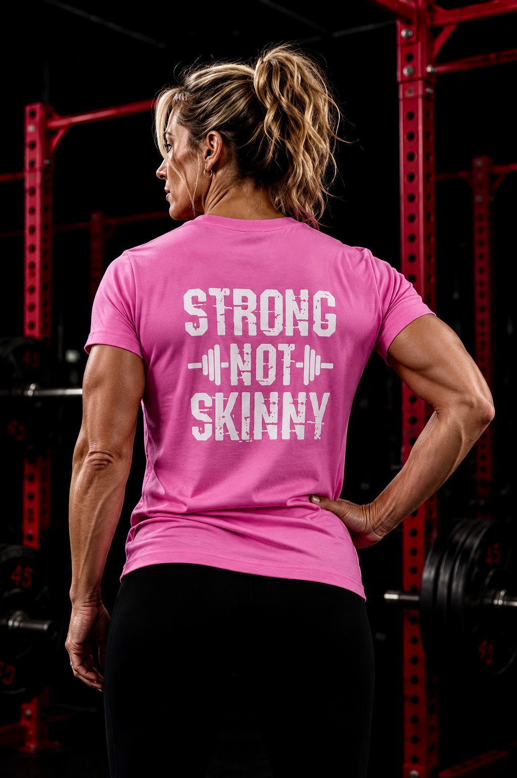 Strong Not Skinny – Unisex Ultra Cotton Tee (White Distressed Logo)