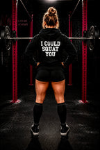I Could Squat You - Classic Logo White - Unisex Heavy Blend Hooded Sweatshirt Print on Front & Back