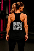 Kick Your Ass – Women’s Racerback Tank | Classic White Logo