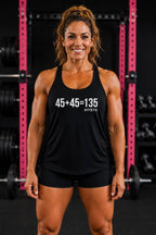 45 + 45 = 135 - Women's Ideal Racerback Tank - White Print Front & Back