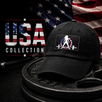 Dad Hat with Leather Patch (Rectangle) - USA Dark Logo