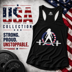 WWLW USA Logo - Women's Ideal Racerback Tank - USA Dark Light - Plain Back