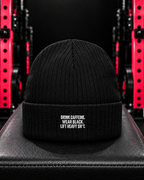 Drink Coffee, Wear Black, Lift Heavy Sh*t - Embroidered Ribbed Beanie