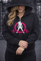Distressed Logo – Unisex Heavy Blend™ Full Zip Hooded Sweatshirt – Color Inverted Logo