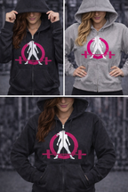 Distressed Logo – Unisex Heavy Blend™ Full Zip Hooded Sweatshirt – Color Inverted Logo