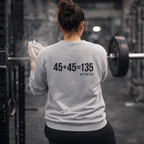 45 + 45 = 135 – Unisex Long-Sleeve Tee | Black Print, Front & Back