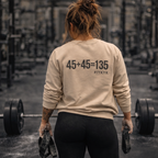 45 + 45 = 135 – Unisex Long-Sleeve Tee | Black Print, Front & Back