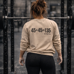 45 + 45 = 135 – Unisex Long-Sleeve Tee | Black Print, Front & Back