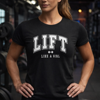 Lift Like A Girl - Women's Softstyle Tee - White Logo Main Front & Back