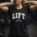 Lift Like A Girl - Women's Softstyle Tee - White Logo Main Front & Back