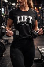 Lift Like A Girl - Women's Softstyle Tee - White Logo Main Front & Back