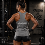 45 + 45 = 135 - Women's Ideal Racerback Tank - White Print Front & Back
