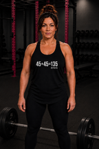 45 + 45 = 135 - Women's Ideal Racerback Tank - White Print Front & Back