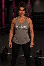 45 + 45 = 135 - Women's Ideal Racerback Tank - White Print Front & Back
