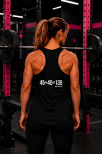 45 + 45 = 135 - Women's Ideal Racerback Tank - White Print Front & Back
