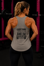 Everything Hurts & I'm Hungry - Women's Ideal Racerback Tank - Black Print Front & Back