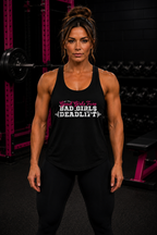 Good Girls Tone, Bad Girls Deadlift - Women's Ideal Racerback Tank -White Logo - Plain Back