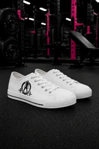 Women's Low Top Sneakers - Distressed Black Logo