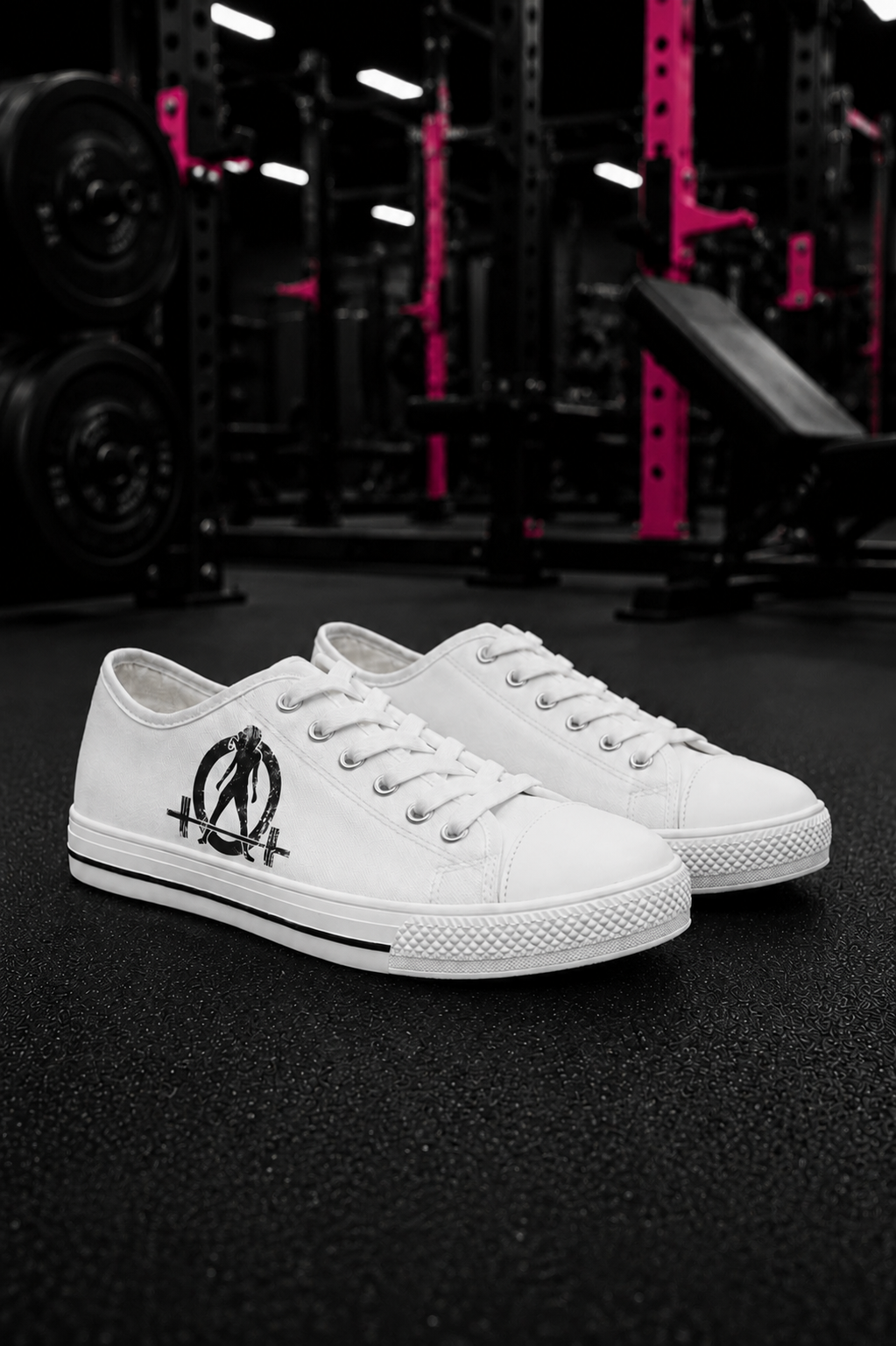 Women's Low Top Sneakers - Distressed Black Logo