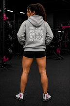 I DON’T WANT TO LOOK SKINNY, I WANT TO LOOK LIKE I CAN KICK YOUR ASS – Unisex Heavy Blend™ Hooded Sweatshirt (White Logo) 🤍