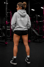 45 + 45 = 135 – Unisex Hoodie | White Logo, Front & Back