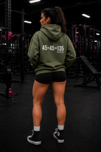 45 + 45 = 135 – Unisex Hoodie | White Logo, Front & Back