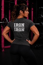 Iron Sharpens Iron - Women's Softstyle Tee - White Logo Print on Front & Back