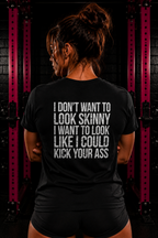 Kick Your Ass – Unisex Softstyle Tee | White Front, Plain Back
