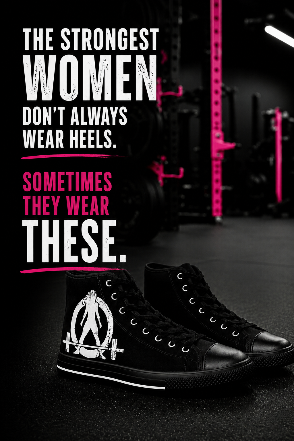 Women’s Black High-Top Sneakers (WWLW Distressed White Logo)