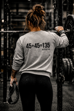 45 + 45 = 135 – Unisex Long-Sleeve Tee | Black Print, Front & Back