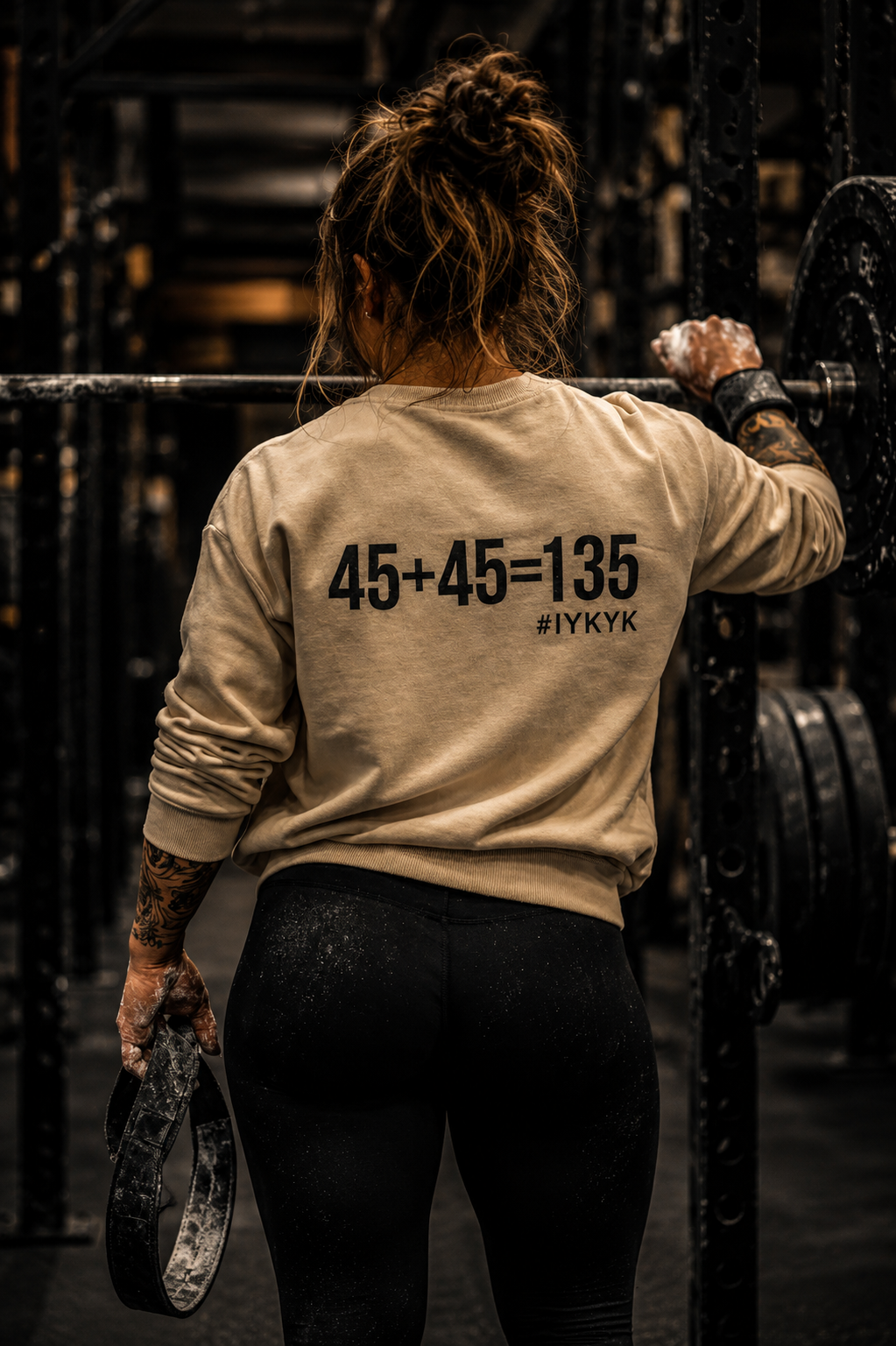 45 + 45 = 135 – Unisex Long-Sleeve Tee | Black Print, Front & Back