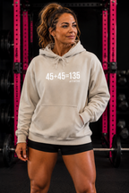 45 + 45 = 135 – Unisex Hoodie | White Front & Sleeve, Plain Back
