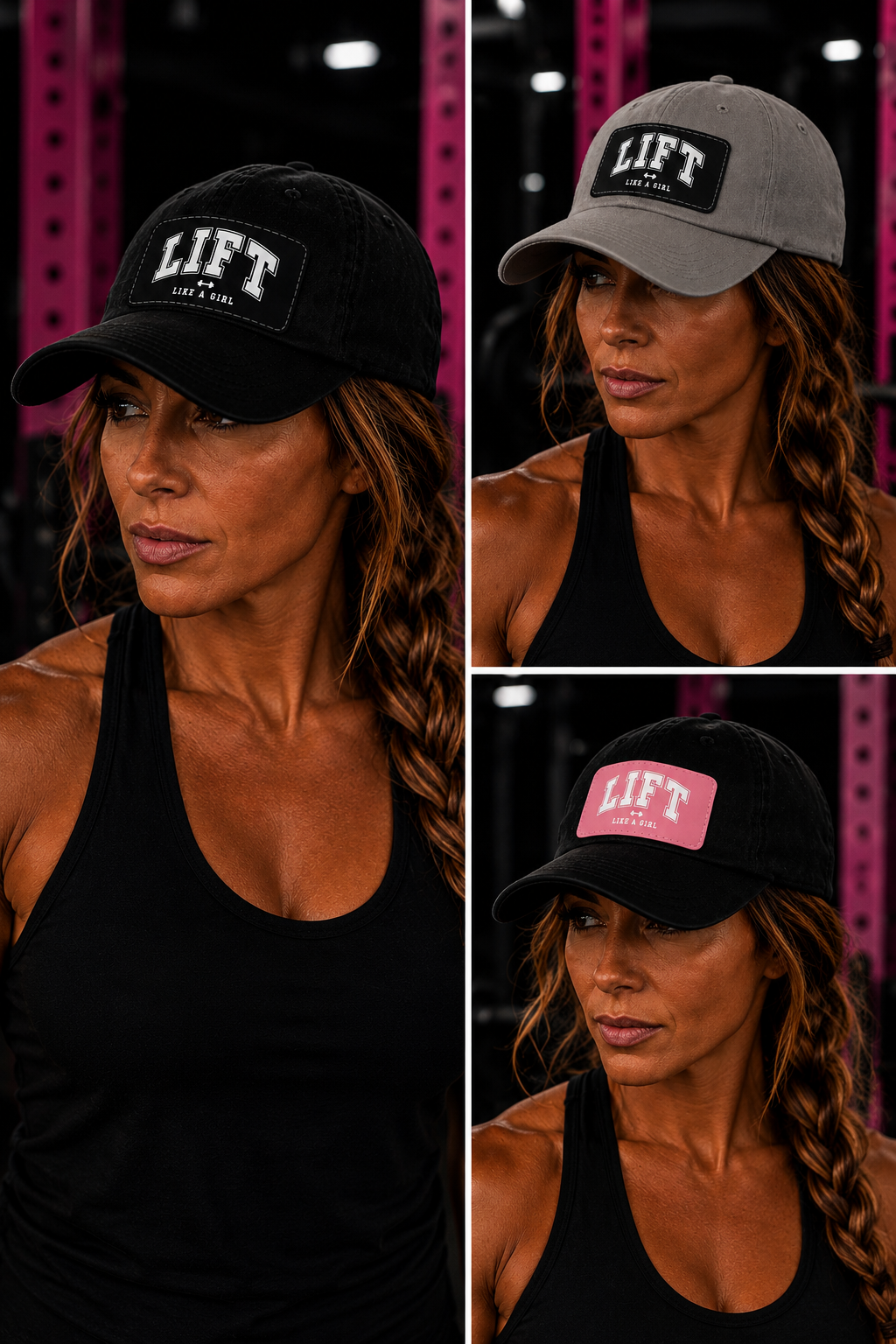 Lift Like A Girl Leather Patch Hat - White Font
