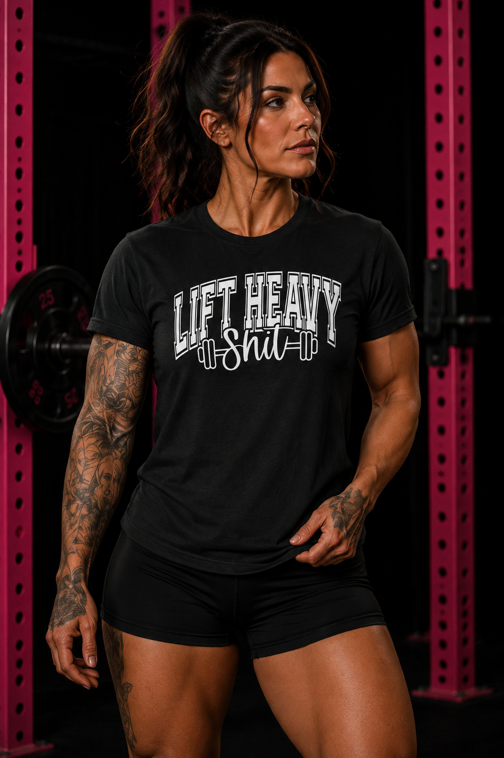 Lift Heavy Shit  - Unisex Softstyle T-Shirt - White Print on Front Plain Back