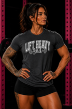 Lift Heavy Shit  - Unisex Softstyle T-Shirt - White Print on Front Plain Back